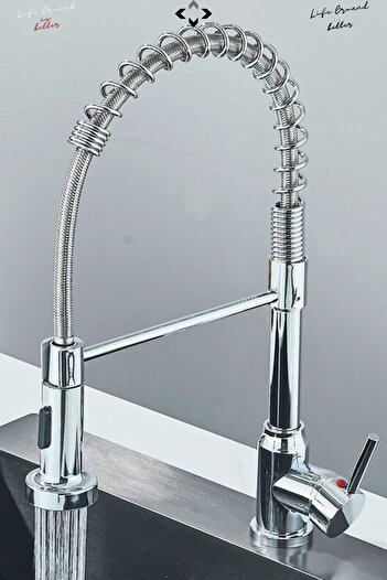 LİGROUND Industrial Kitchen Faucet Modern Sink Faucet Stainless Steel Spiral Rotatable Detachable