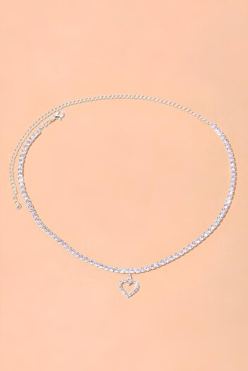 PREGIO Kadın Zirkon Taşlı Su Yolu Rhinestone Kalp Kolye
