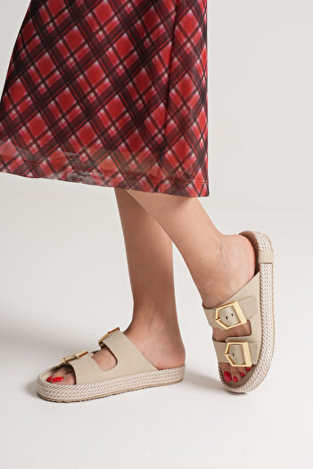 MİSSJENY Double Buckle Women's Slippers