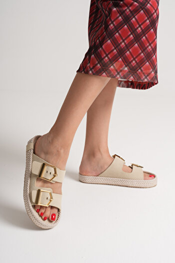 MİSSJENY Double Buckle Women's Slippers