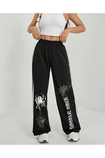Touz Moda Gothic Web Oversize ελαστικό φαρδύ παντελόνι