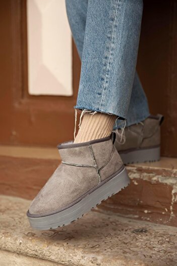 StWenn W Classic Ultra Mini Platform Chestnut Mini Tan Suede Women's Boots with Thick Sole Inside Sheepskin