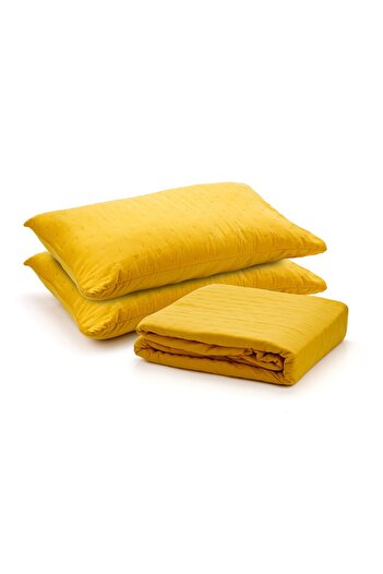 Home Still SOFT BLANKET SET 220X240 + 2 PILLOWCASE 50X70, MUSTARD