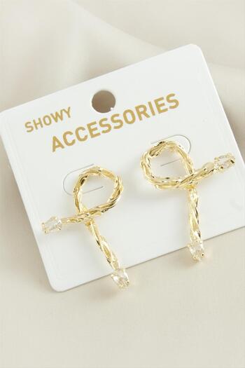 feryal Oval New Season Drop Stone Earrings