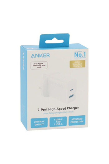 Anker Dual-port charger, USB-C and USB-A charger, 20W charger