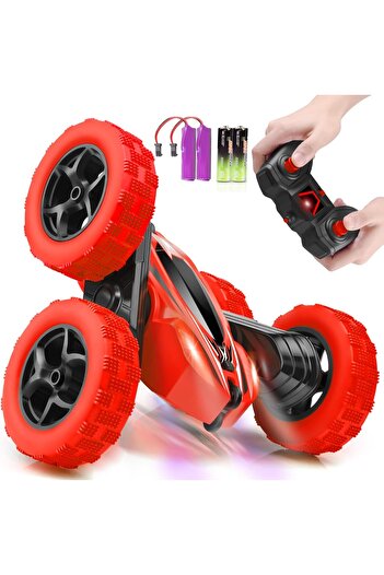 rexa Red RC Stunt Car with Remote, Rechargeable Batteries & AA Batteries