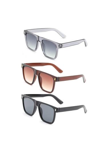Lozzo Triple Advantage Set Unisex Uv400 Protection Square Sunglasses 23024