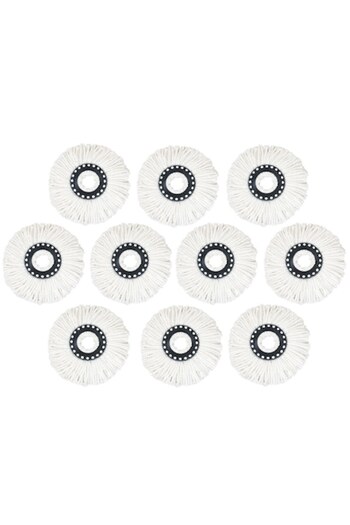 Retoo Set 10 rezerve pentru mop rotativ, Microfibra, Alb, 16 cm