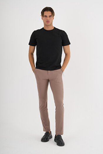 Deri Company Men's Black 100% Cotton Standard Fit Lycra Basic T-Shirt
