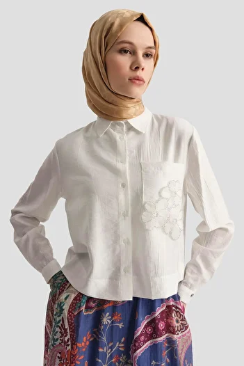 Armine Trend Floral Patterned Shirt Collar Skirt Double Set-Indigo 25Yt6133