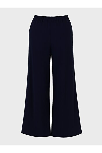 ALİA Viscose Fabriccomfortable Fit Plus Size Trousers - Navy Blue -