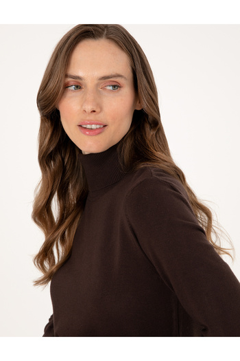 Pierre Cardin Brown Slim Fit Turtleneck Basic Sweater 50310886-Vr029