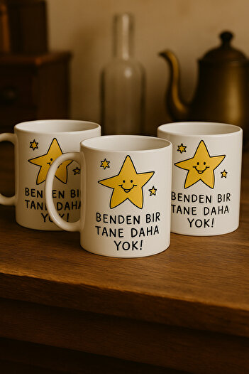 çokaş Pack of 3 Motivational Text Printed Porcelain Mug