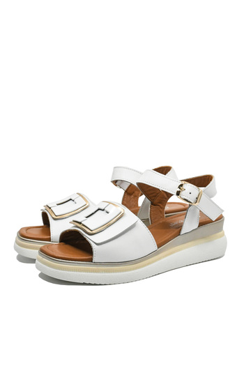 Anna Women's Sandals Viotti with Decorative Application, White, Genuine Leather