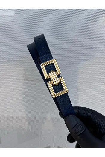 Kemerix 100% Genuine Leather Thin Gold Buckle Women's Belt