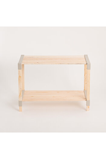 homez Fixwood 2-Floor Wooden Shelf, Beige45*33*66Cm