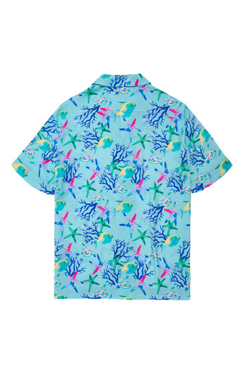 ANEMOSS Aquarium Patterned 100% Viscose Soft Breathable Fabric Men's Shirt
