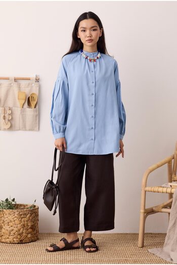 HEQA Balloon Sleeve Shirt Baby Blue
