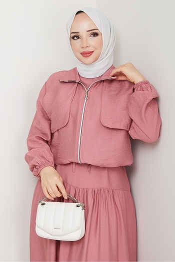 Bestenur Milda Ceket Elbise İkili Takım 1579 - Gül Kurusu