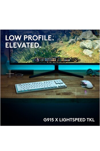 logitech G915 X TKL Mechanical Gaming Keyboard, Tactile, LightSpeed, Low-Profile, Wireless, White