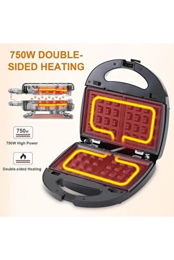 Hope 5-in-1 Sandwich Maker, 750W Panini Presses, 2-Slot Non-stick, Versatile Interchangeable Grill