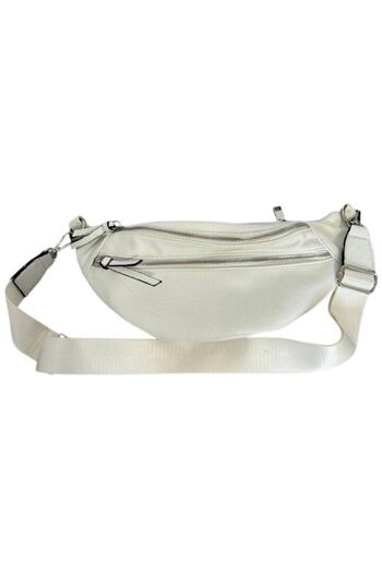 Paolo Bags - Shoulder Bag, White with Three Zipper Compartments