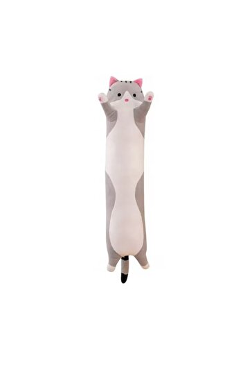 OEM Plush Toy Long Cat Pillow, Hypoallergenic Filling, 50 cm, Grey + Antistress Slime Ball, 5 cm - Purpl