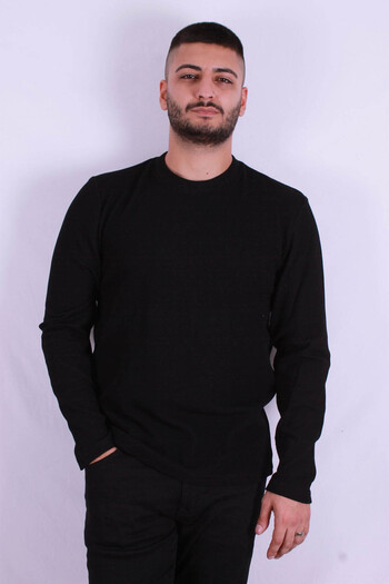 trender Ανδρικό φούτερ O Neck Waffle Black 5073-2