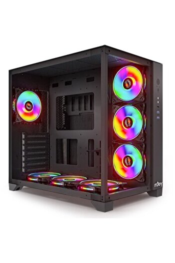 nJoy Carcasa PC AURA, ARGB, Middle Tower ATX, Black