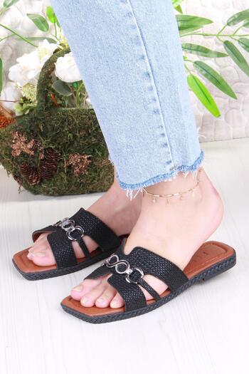 fort 014-23 Fls Buckle Detailed Holiday Slippers Daily Slippers Women's Slippers