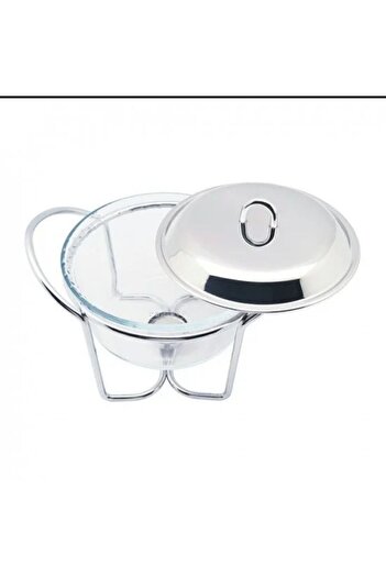 Ch 3L Glass Buffet Warmer - Stainless Steel Lid and Metal Stand