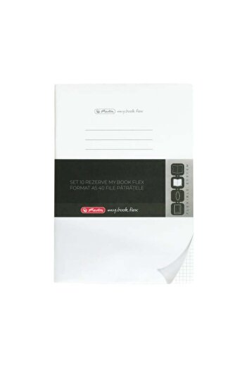 Herlitz Rezervă My.book Flex A5, Culoare Alb, Material Hârtie, 40 de coli, Format Grilă, Set de 10