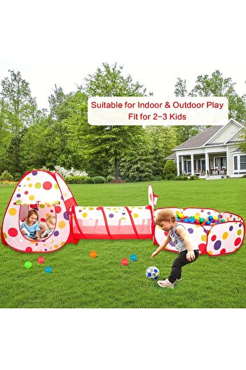 Yelajoy 3-In-1 Play Tent,Pop Up Foldable Portable Indoor Outdoor ,With Tunnel And Ball Pool For Children