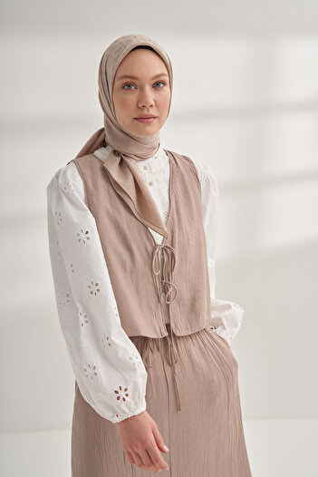 ARMANDA Seher a Pattern Scarf - Dark Beige