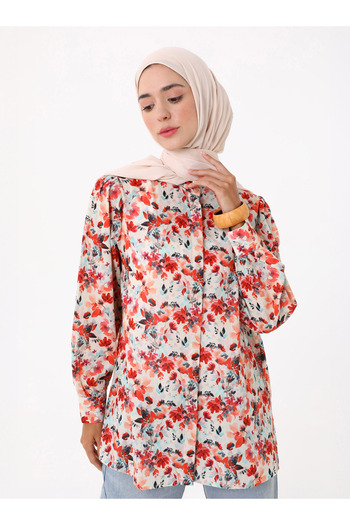 Refka Floral Printed Voile Tunic - Pink -