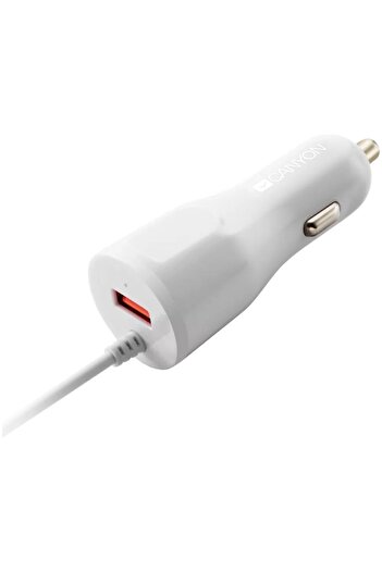 CANYON Încărcător auto Canyon, C-033 2.4A/USB-A încorporat Lightning, Alb