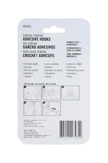ACE 20-Piece Damage Free General Purpose Adhesive Hook with Strips 1.8 x 1.2 cm