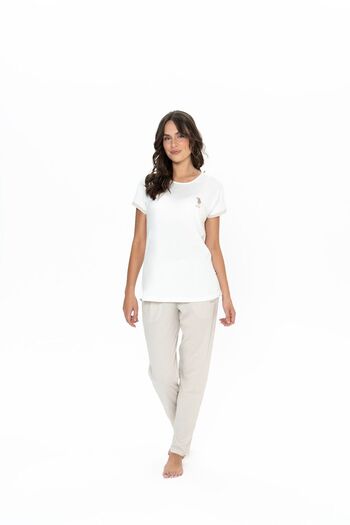 U.S. Polo Assn. U.S. Polo Assn. Women's Homewear Ecru Fit Basic Pajama Set - Ecru - Bcp1.20T04N8Phij-Ek
