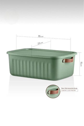 Bayev 3-Piece Green 10 Lt Boxsis Set Multi-Purpose Box with Lid Closet Organizer Organizer - Hobby Box