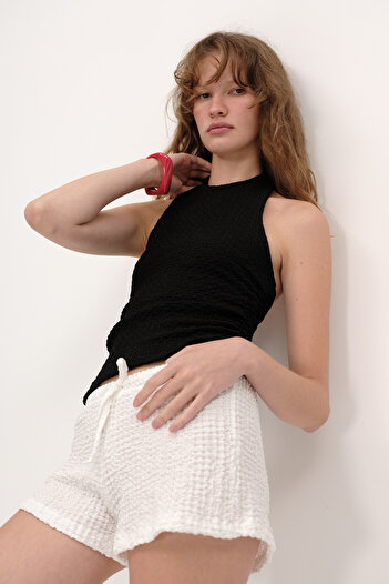 Addax Halter Neck Textured Blouse B0541