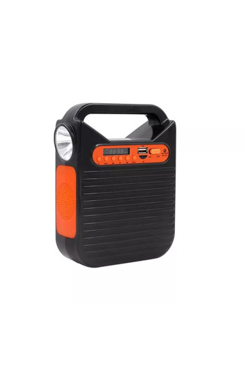 Soleil World Portable solar kit, flashlight, USB/TF, Bluetooth and 3 LED bulbs black/orange