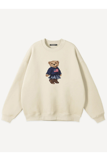 Mad&Calf Unisex Teddy Girl εμπριμέ με λαιμόκοψη Oversize φούτερ