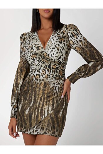 Guess MARION FIX WRAP DRES Kadın Çok Renkli Elbise W4BK40WGLK2-P8EW