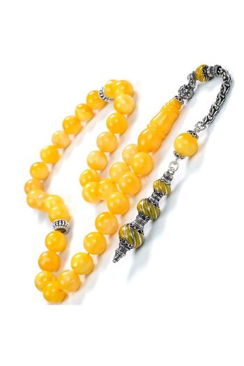 TESBİHCİBABA Premium Class Şems Tassel Antique Drop Amber Prayer Beads