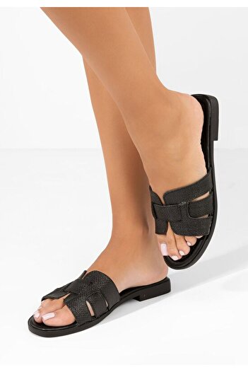 B T Shoes Black Pilara flat slippers