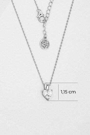 So CHIC... Kalpli Tektaş 18 Ayar Beyaz Altın Kaplama 42 Cm Gümüş Kolye