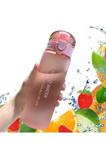 Lumely Sport Water Bottle,780Ml Outdoor Portable Sports Plastic Straw Water Cup for Travel Camping,Pink