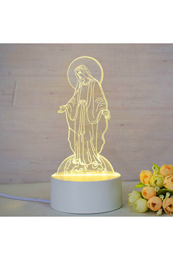 ILUMISHOP 3D LED Night Light, Virgin Mary, 7 Colors, Ambient Light, USB Power or 3 AA Batteries