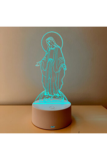 ILUMISHOP 3D LED Night Light, Virgin Mary, 7 Colors, Ambient Light, USB Power or 3 AA Batteries