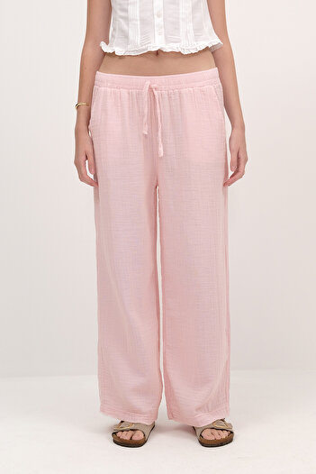 Addax Elastic Waist Wide Leg Trousers Pn13473-J8